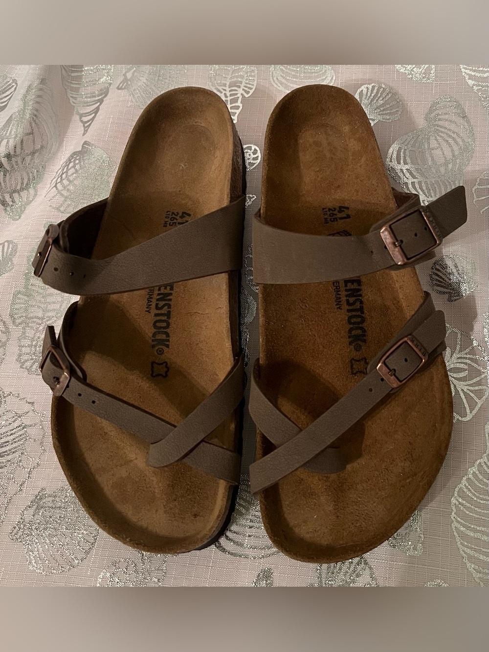 Birkenstock Mayari Mocca Classic Birkibuc Cork Two-Strap Sandals Women’s 10 - Picture 2 of 7
